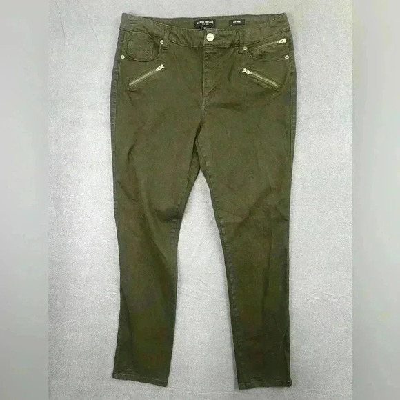 Kenneth Cole Jess Skinny Jeans Womens 12 military Green Cute stretch (0244) - Picture 1 of 9
